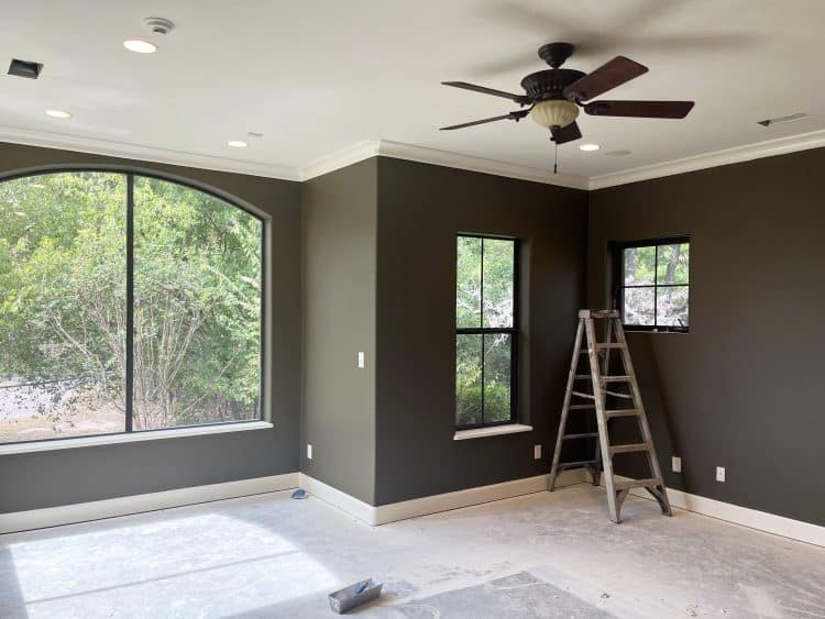 Finished gray wall interior paint project in Texas