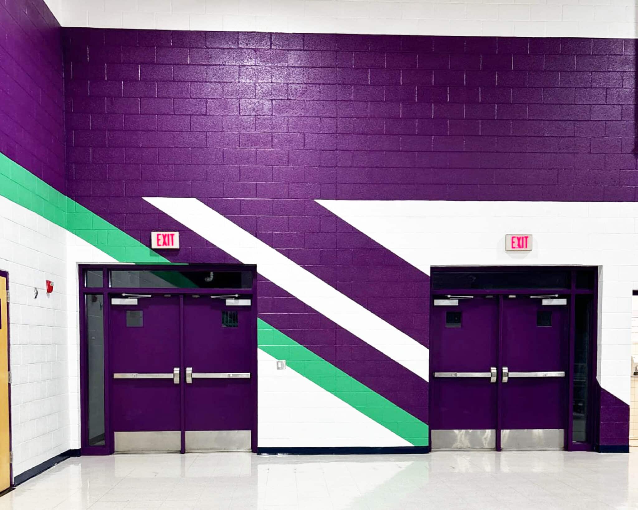 Painted interior commercial building